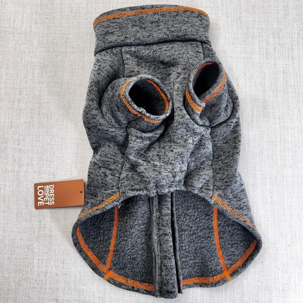 Dress Your Pet With Love Gray‎ Fleece Dog Sweater Vest Harness Zipper Large NEW